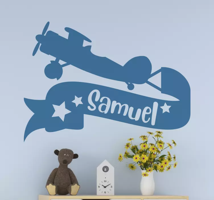 Airplane Name Banner wall stickers for kid - TenStickers