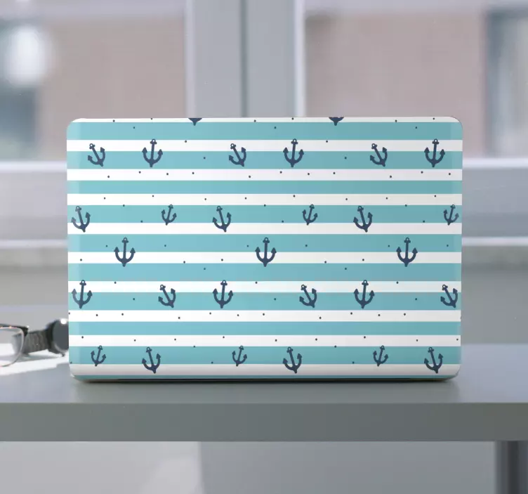 Anchor Pattern Stripes laptop skin - TenStickers
