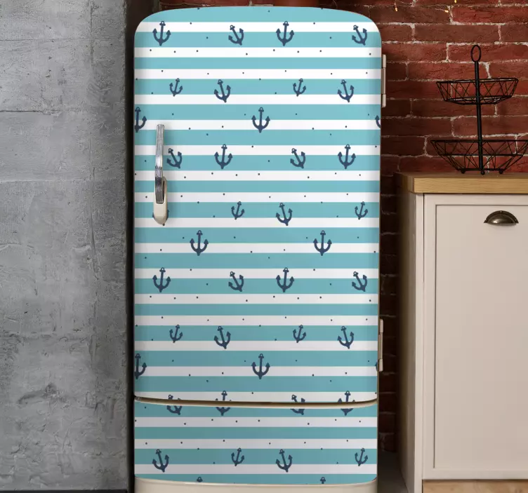Anchor Striped Pattern fridge sticker - TenStickers