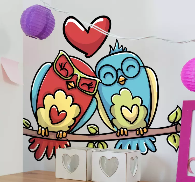 Animal sticker cute love birds - TenStickers