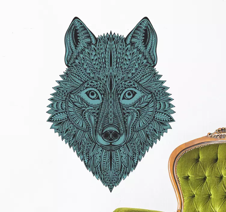 Animal sticker intricate wolf design - TenStickers