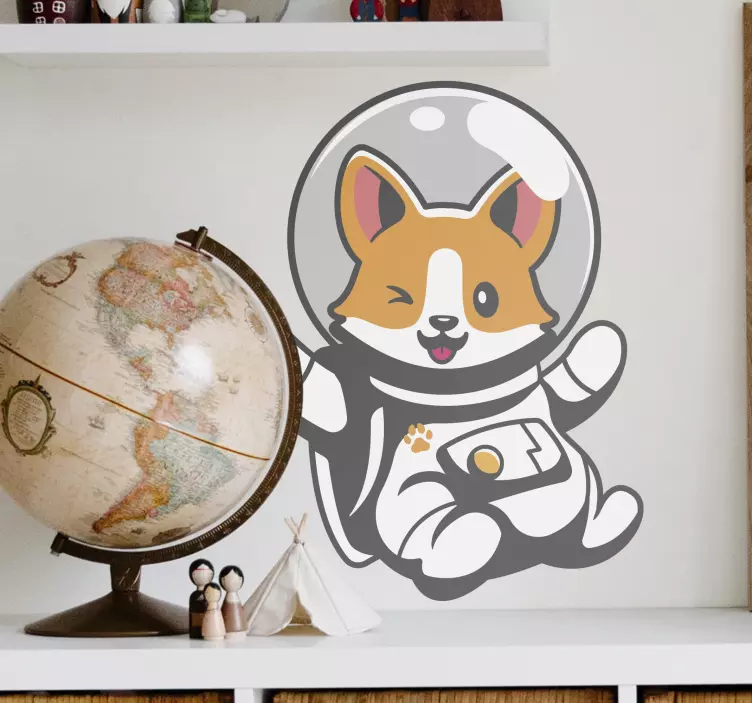 Anime corgi astronaut illustration sticker - TenStickers
