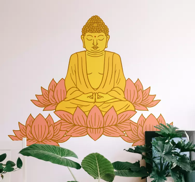Art wall sticker lotus buddha figure - TenStickers