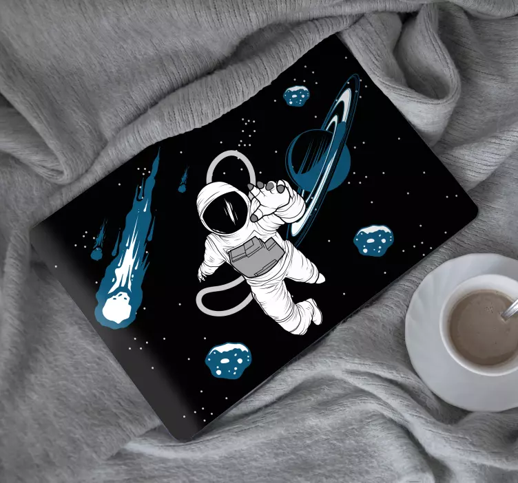 Laptop sticker astronaut in floating cosmos - TenStickers