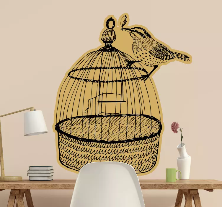 Bird Cage Artwork bird wall sticker - TenStickers
