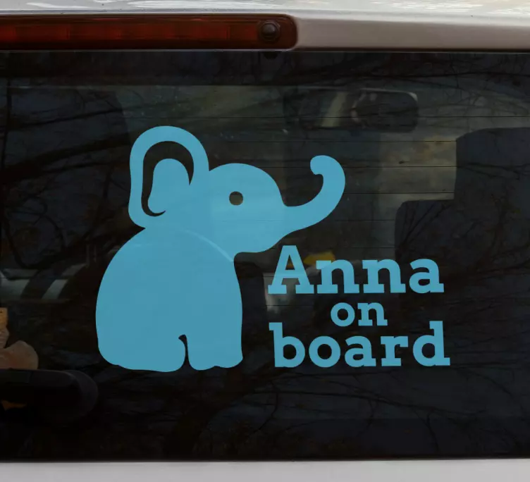 Baby on board sticker elephant personalization option - TenStickers