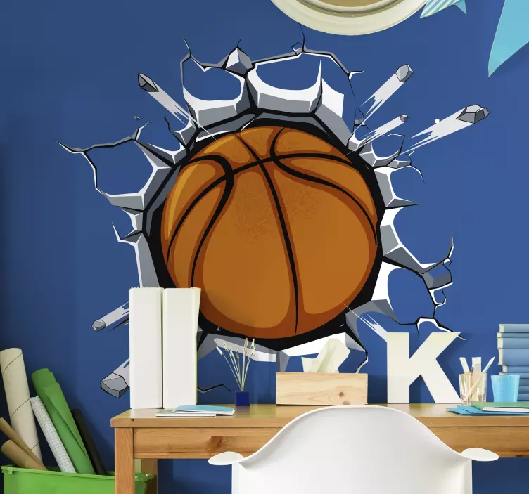 Basketball out of the wall sticker - TenStickers