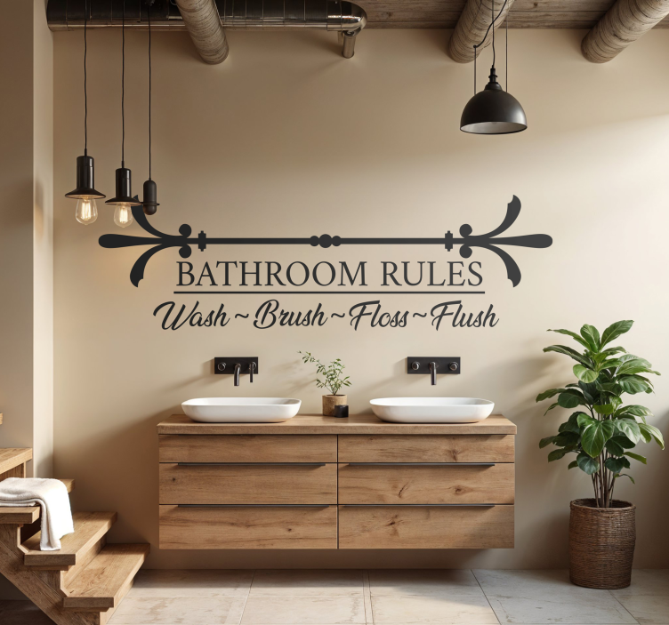 bathroom rules text wall sticker - TenStickers