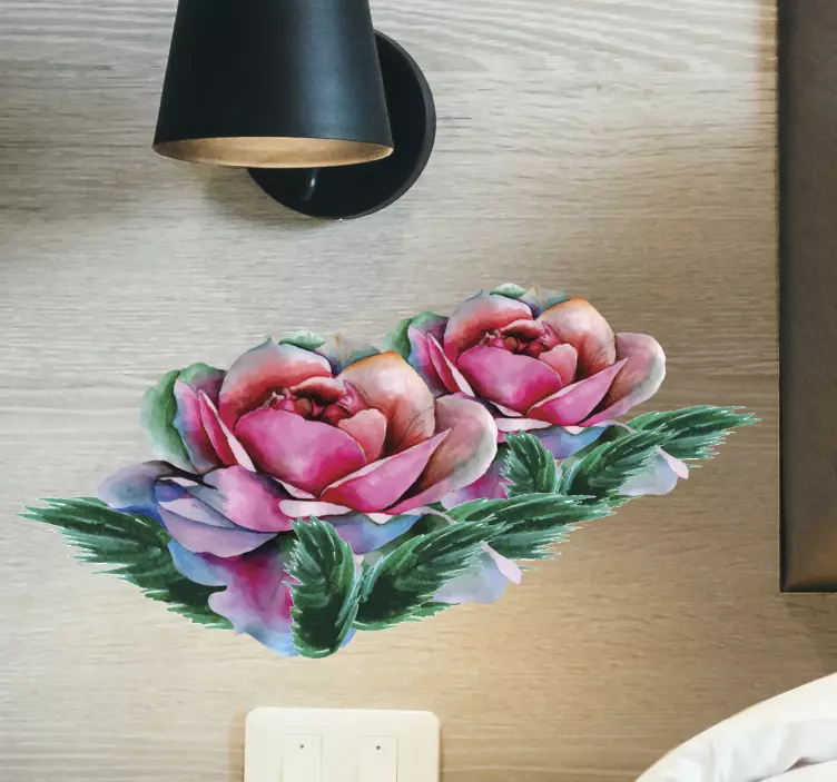 Beautiful Pink Roses flower wall sticker - TenStickers