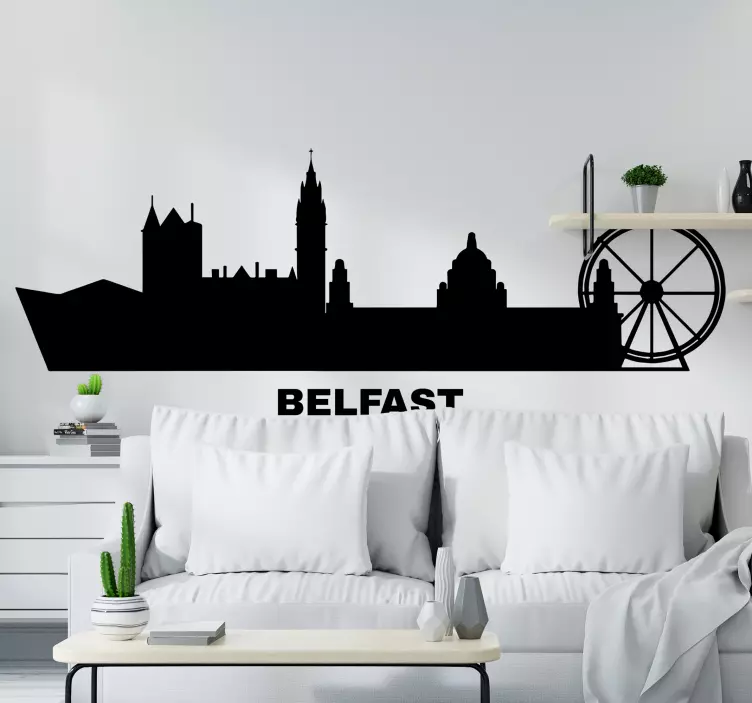 Belfast skyline silhouette sticker - TenStickers