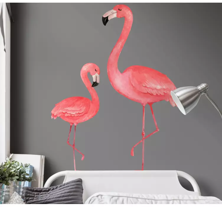 Big and small flamingos bird wall sticker - TenStickers