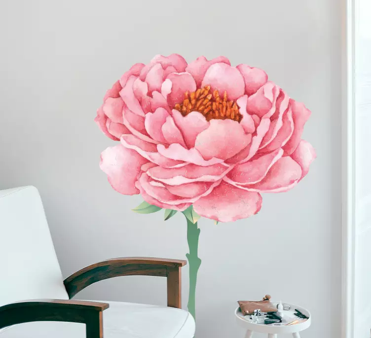 Big pink flower wall sticker for living room - TenStickers