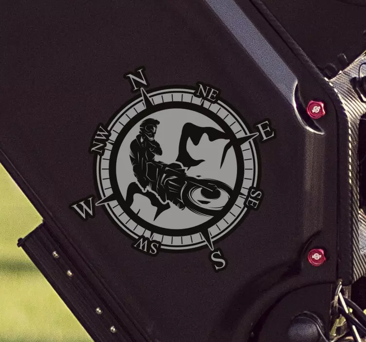 Bike rider compass Motorcycle Decal - TenStickers