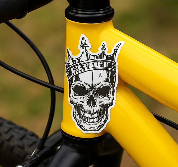 Black and white skull bike sticker - TenStickers
