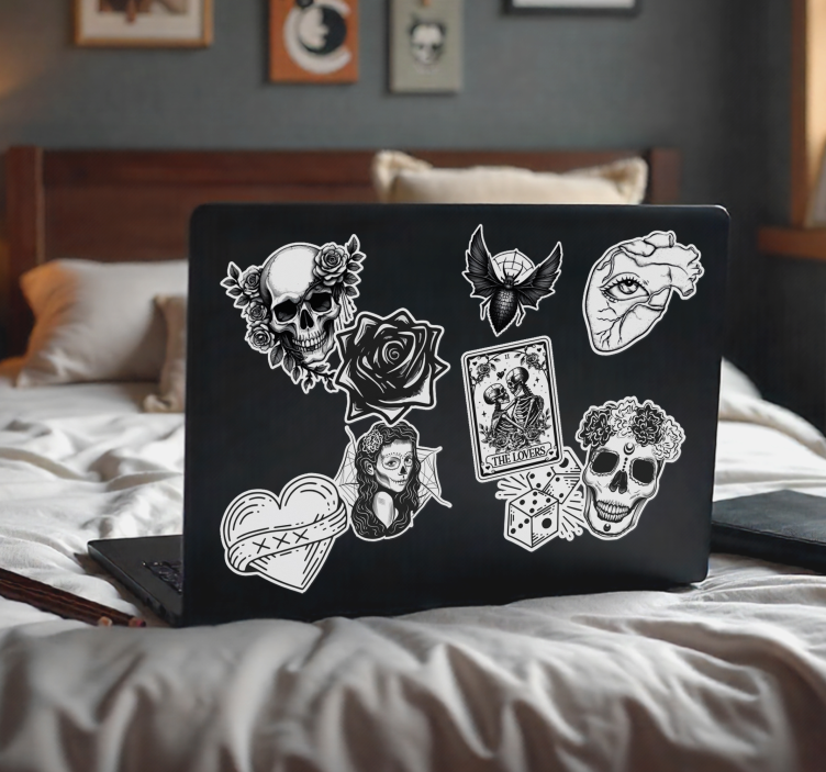 Monochrome sticker collection Laptop sticker - TenStickers