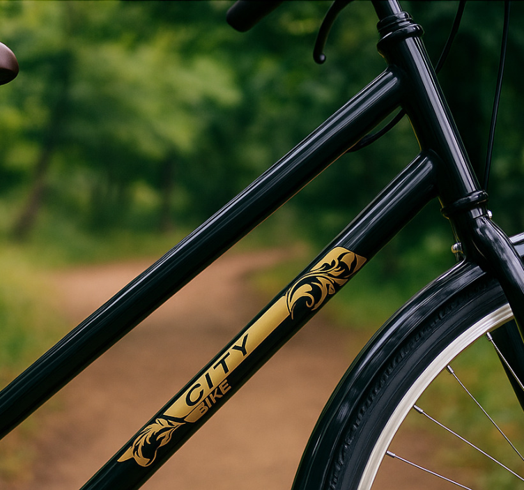 Bike sticker black and gold frame - TenStickers