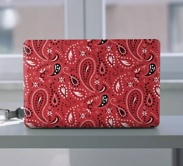 Black, white and red patterns laptop skin - TenStickers