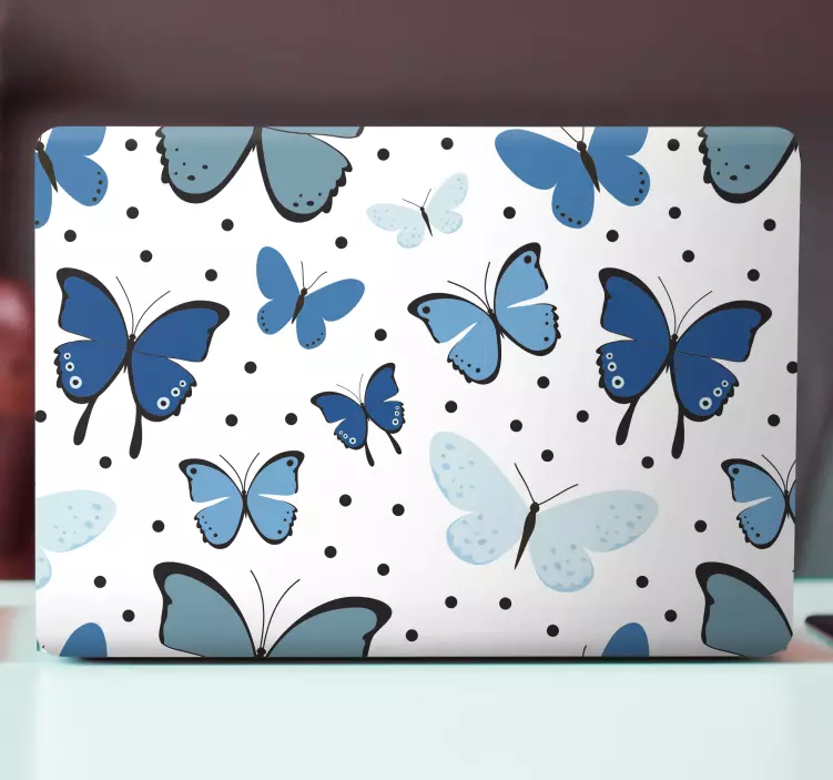 Blue Butterfly Pattern laptop skin - TenStickers