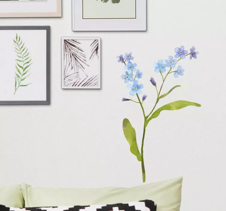 Blue Flower Branch wall sticker - TenStickers