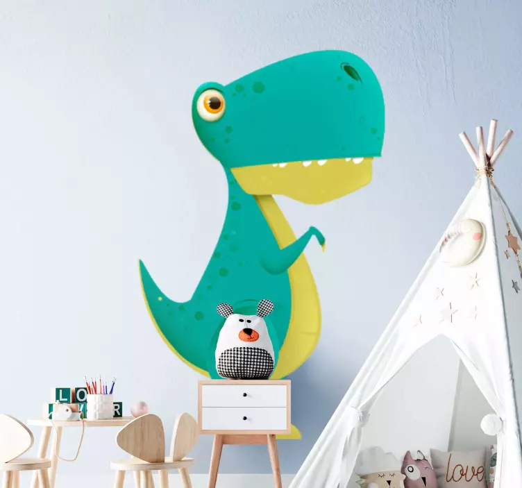 Blue huge T-rex dinosaur wall sticker - TenStickers