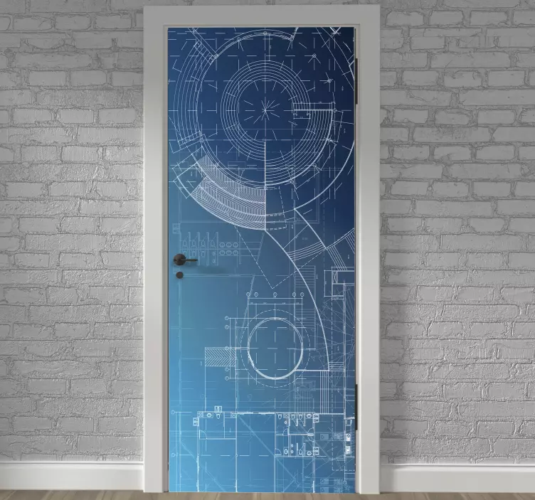 Blueprint door vinyl sticker - TenStickers