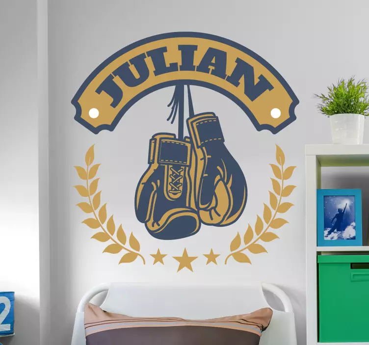 Boxing gloves with name wall decal - TenStickers