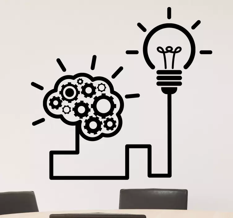 Brain idea light bulb Office Sticker - TenStickers