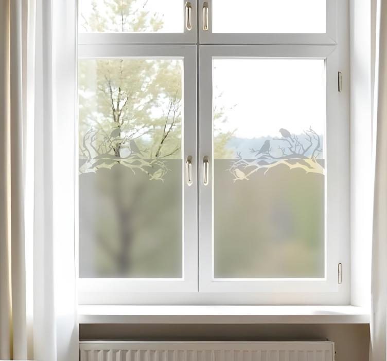 branches with birds window sticker - TenStickers