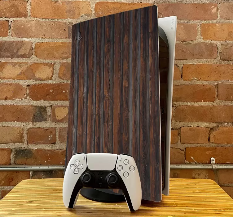 Brown and wood PS5 sticker - TenStickers