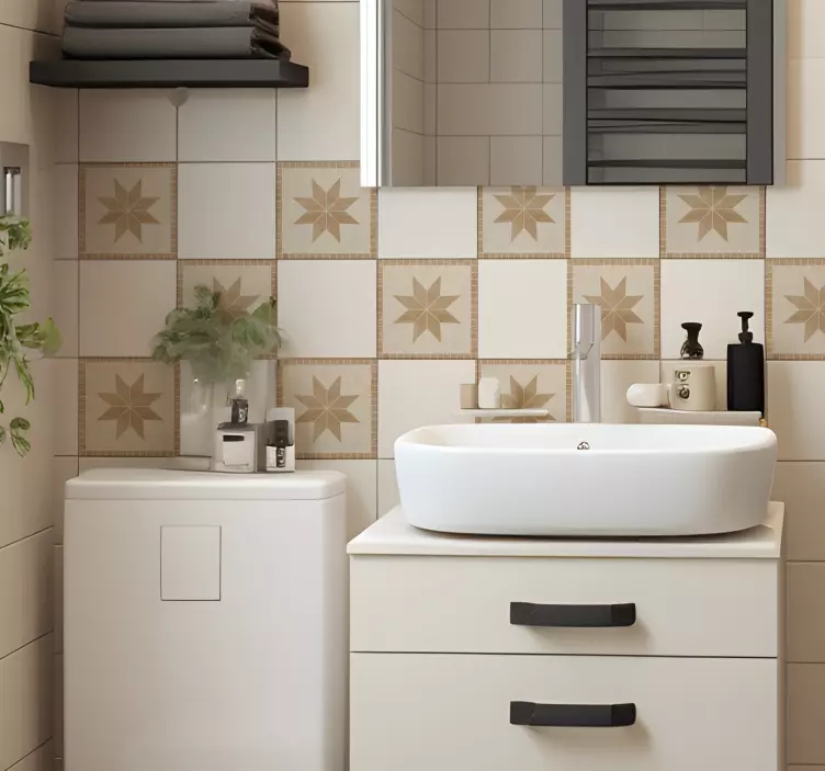 Brown Star Bathroom Tile Wall Decal - TenStickers