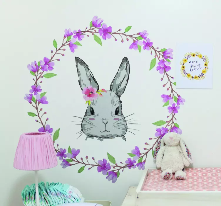 Bunny floral design wall stickers for kid - TenStickers