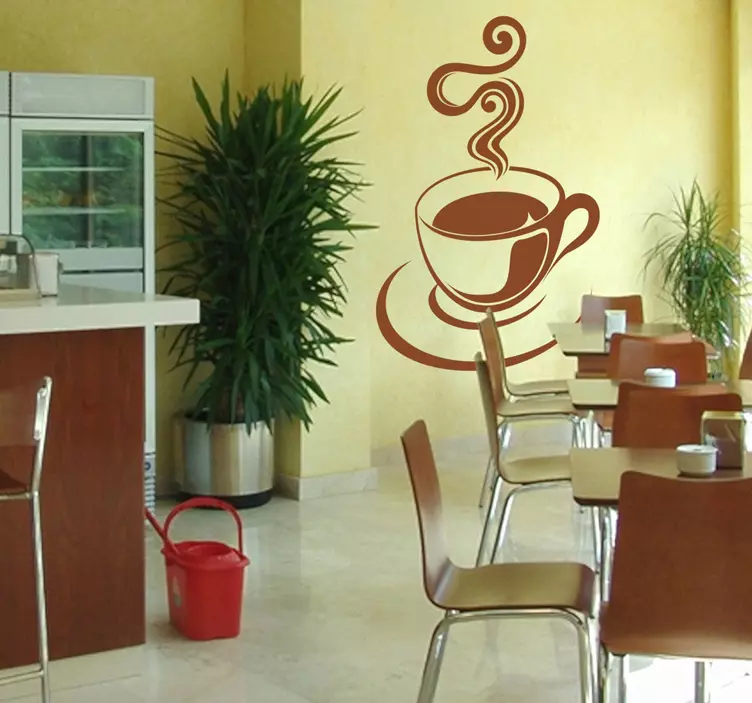 Café Coffee Cup Wall Sticker - TenStickers