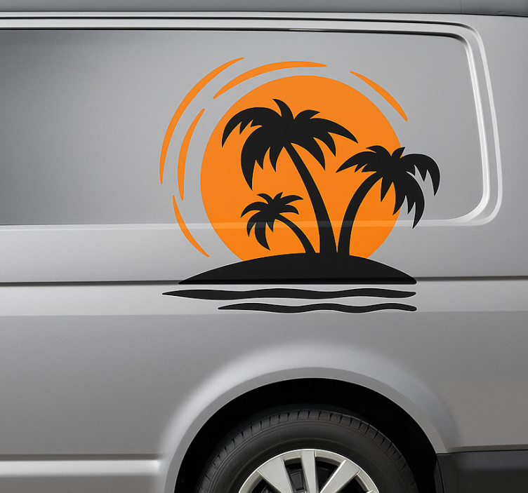 Campervan decal tropical sunset design - TenStickers