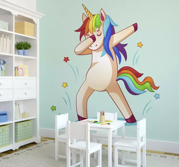 Cartoon dabbing unicorn with stars fairy decal - TenStickers