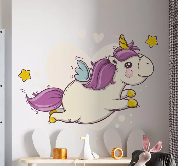 Cartoon unicorn and tail fairy tale sticker - TenStickers