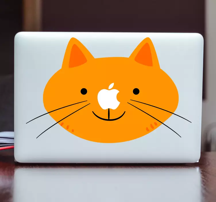 Cat Face Macbook Sticker - TenStickers