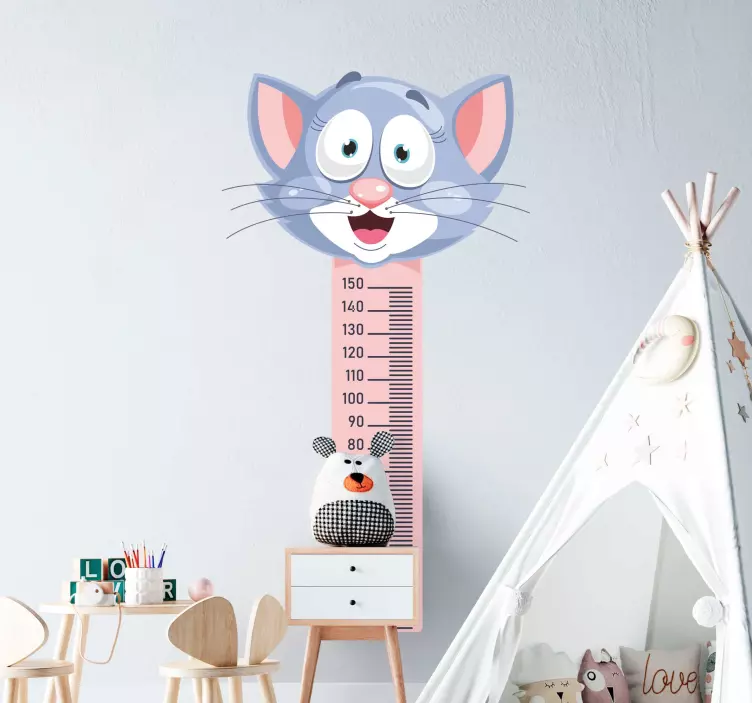 Cat Height Tracker height chart wall sticker - TenStickers