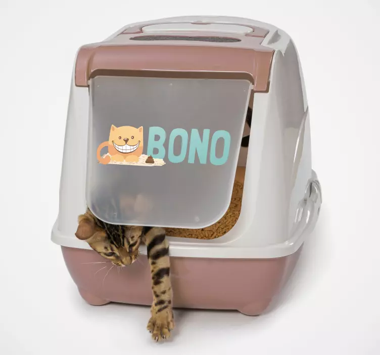 Cat litter box name sticker - TenStickers