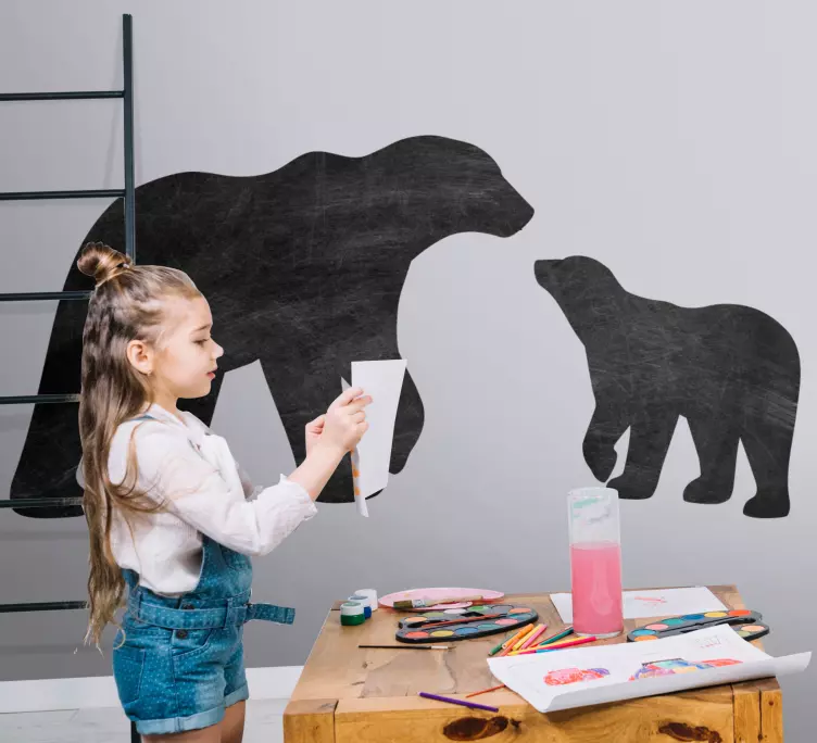 Chalkboard sticker playful bear silhouettes - TenStickers