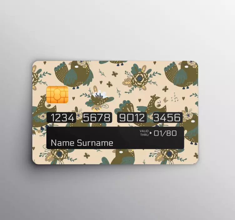 Charming Bird Pattern credit card sticker - TenStickers