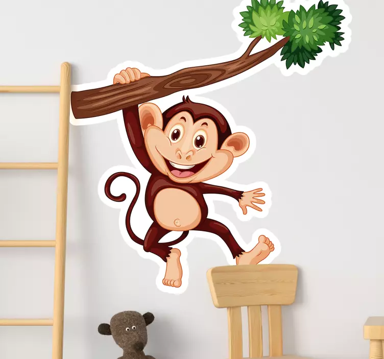 Cheeky Monkey Swinging pet wall art - TenStickers
