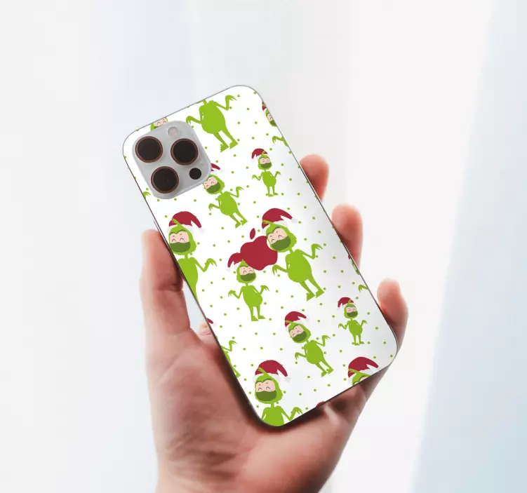 Cheerful Green Characters iPhone sticker - TenStickers