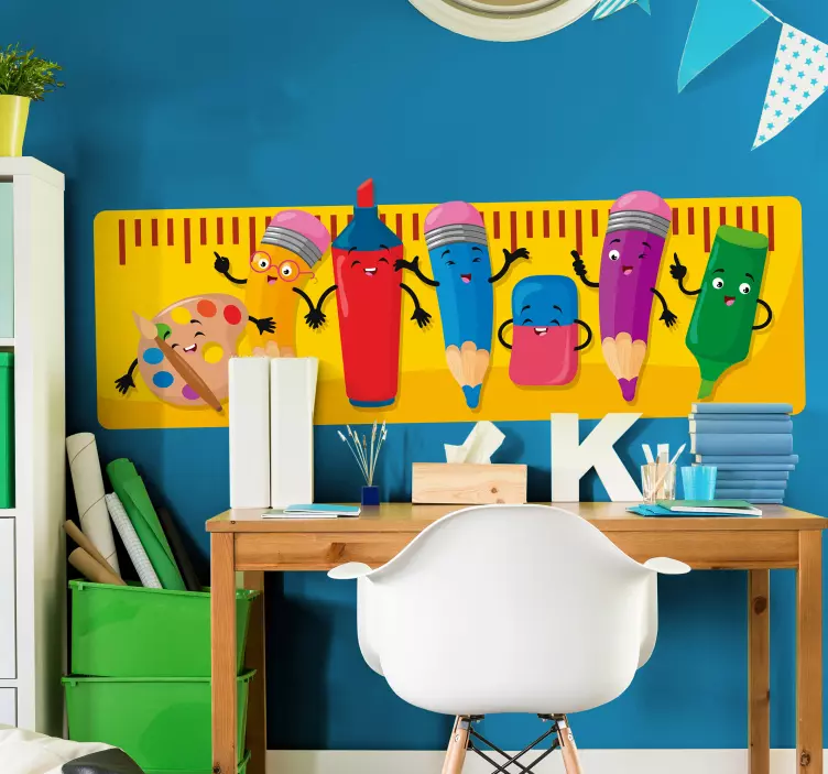 Cheerful Stationery Characters wall stickers for kid - TenStickers