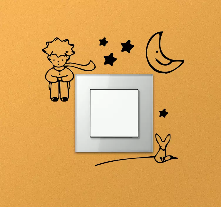 Child Sitting with Moon light switch sticker - TenStickers