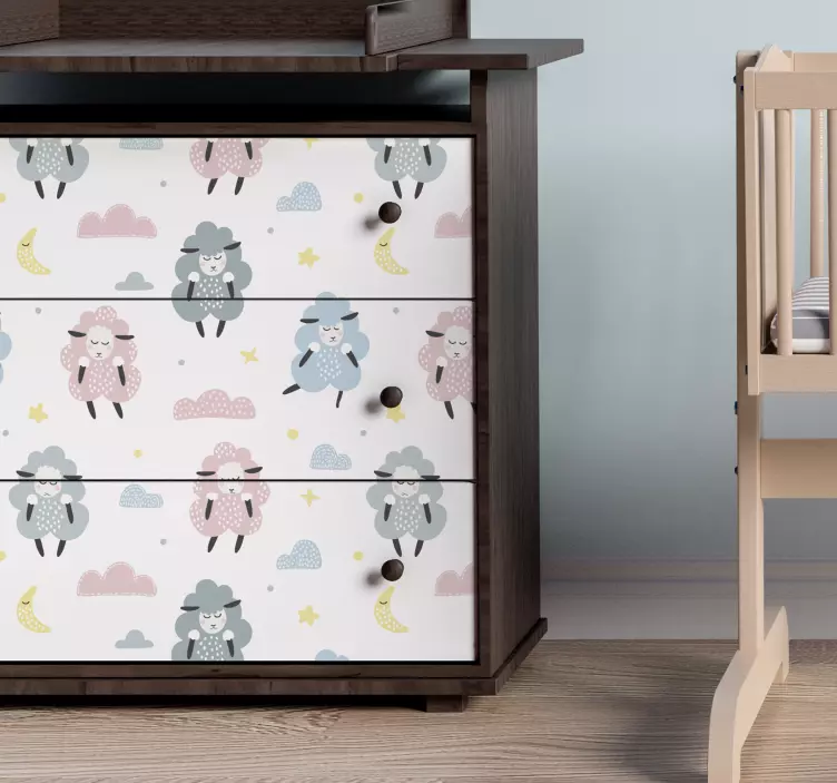 Childish sheep pattern furniture decal - TenStickers