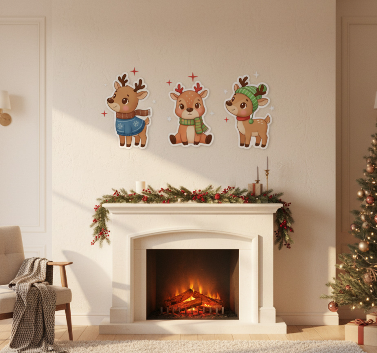 Christmas sticker cute reindeer designs - TenStickers