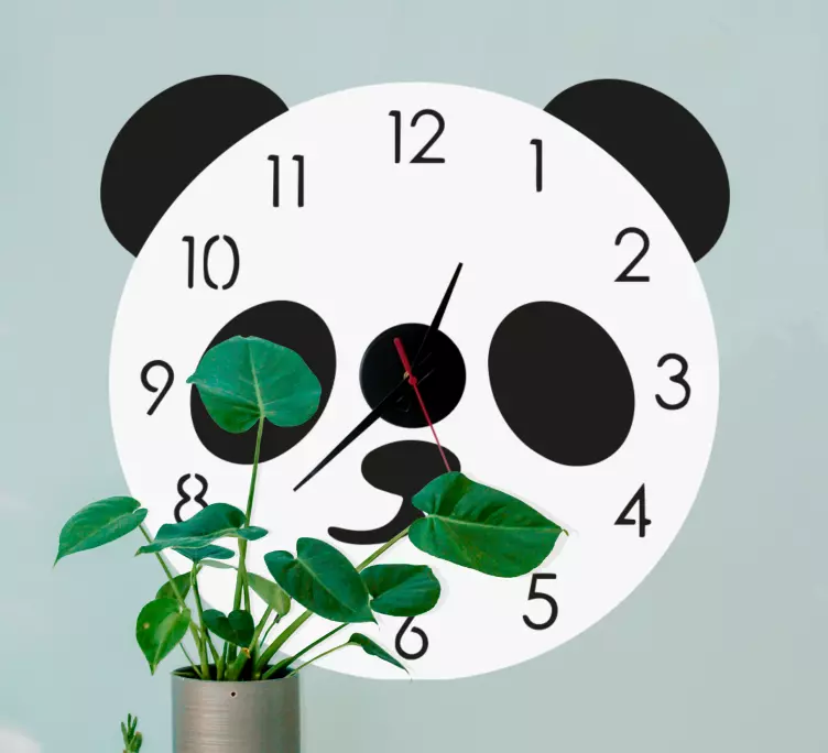 Clock wall sticker panda face timepiece - TenStickers