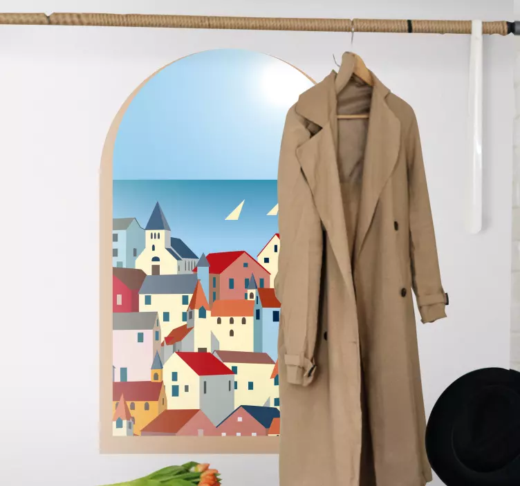 Coastal Town View Location sticker - TenStickers