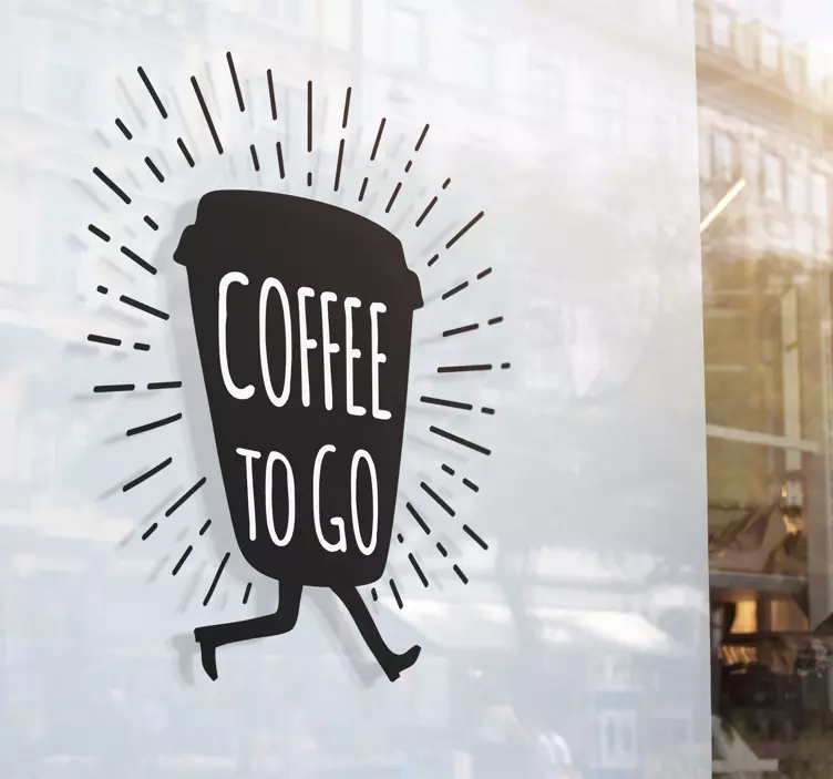 coffee go art composition window sticker - TenStickers