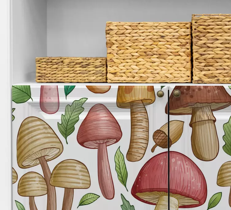 Group of different mushrooms furniture decal - TenStickers